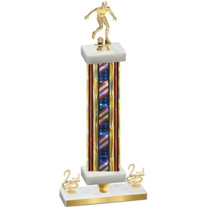 Premium Single Flag USA Second Place Soccer Trophy