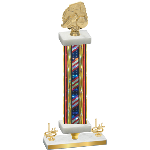 Premium Single Flag USA First Place Soccer Trophy