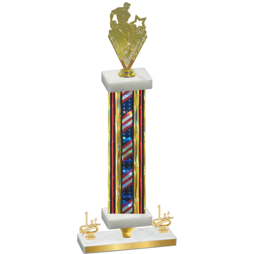Premium Single Flag USA First Place Rugby Trophy
