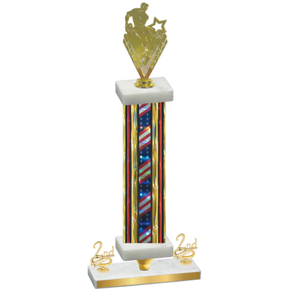 Premium Single Flag USA Second Place Rugby Trophy