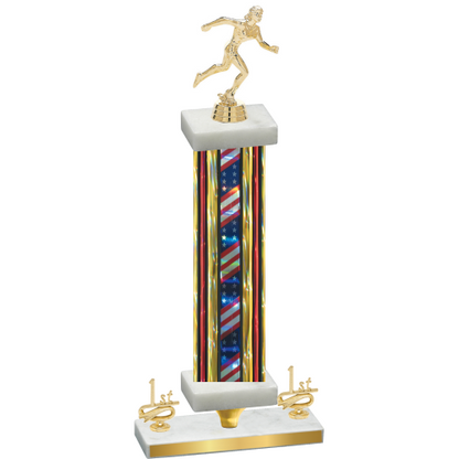 Premium Single Flag USA First Place Running Trophy