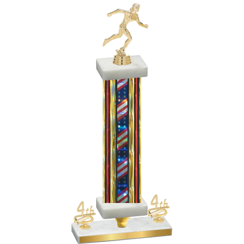 Premium Single Flag USA Fourth Place Running Trophy