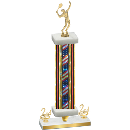Premium Single Flag USA Second Place Tennis Trophy
