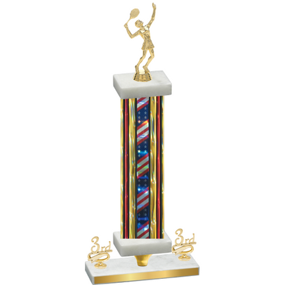Premium Single Flag USA Third Place Tennis Trophy