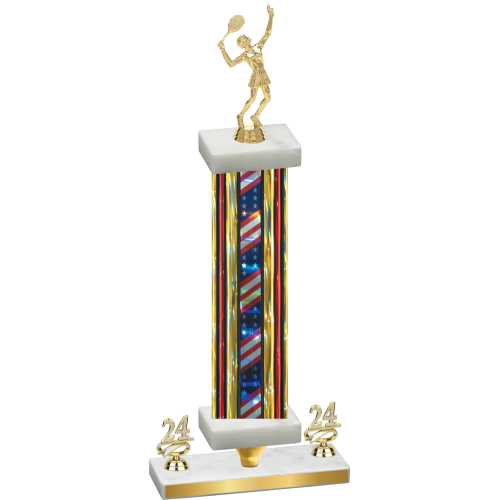 Premium Single Flag USA Year Tennis Trophy