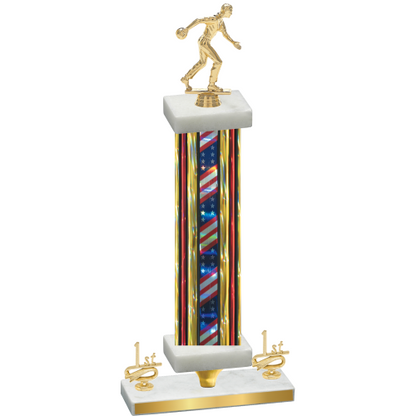 Premium Single Flag USA First Place Bowling Trophy