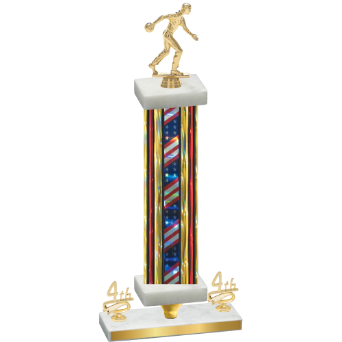 Premium Single Flag USA Fourth Place Bowling Trophy