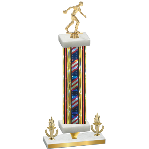 Premium Single Flag USA Victory Bowling Trophy