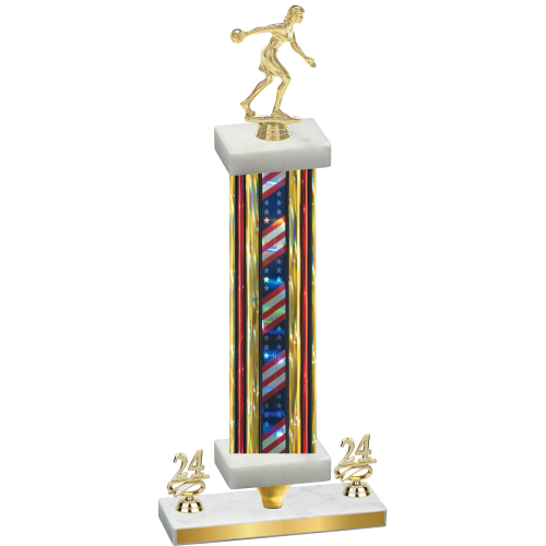 Premium Single Flag USA Year Bowling Trophy