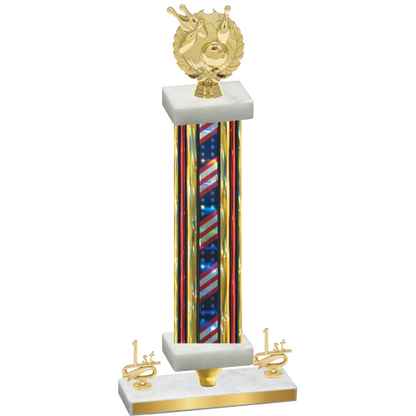 Premium Single Flag USA First Place Bowling Trophy