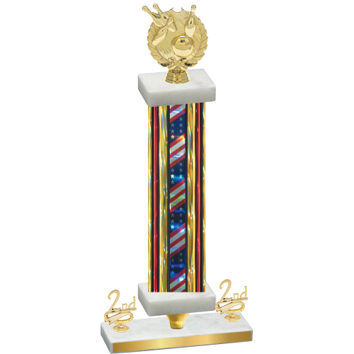 Premium Single Flag USA Second Place Bowling Trophy
