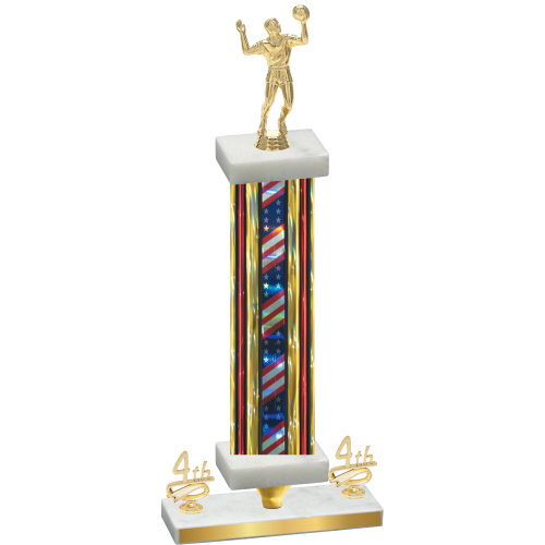 Premium Single Flag USA Fourth Place Volleyball Trophy