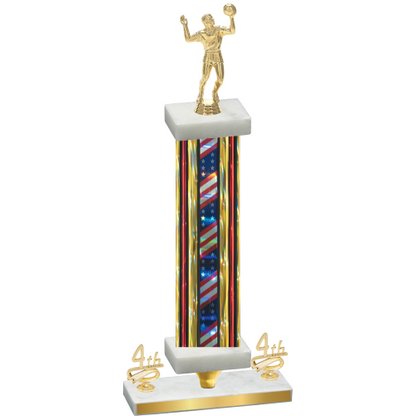 Premium Single Flag USA Fourth Place Volleyball Trophy