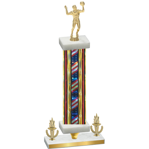 Premium Single Flag USA Victory Volleyball Trophy
