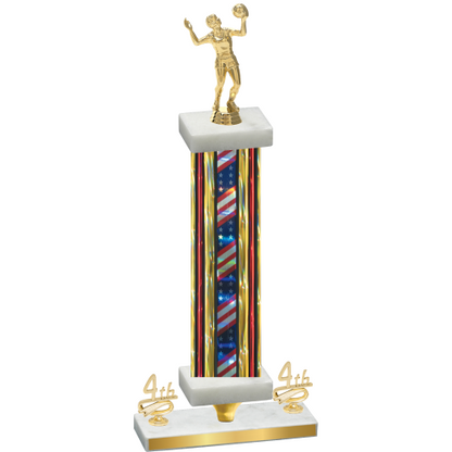 Premium Single Flag USA Fourth Place Volleyball Trophy