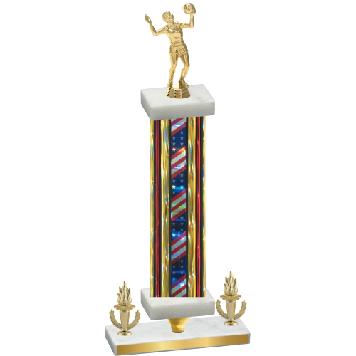 Premium Single Flag USA Victory Volleyball Trophy