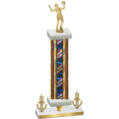 Premium Single Flag USA Victory Volleyball Trophy
