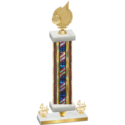 Premium Single Flag USA Fourth Place Volleyball Trophy