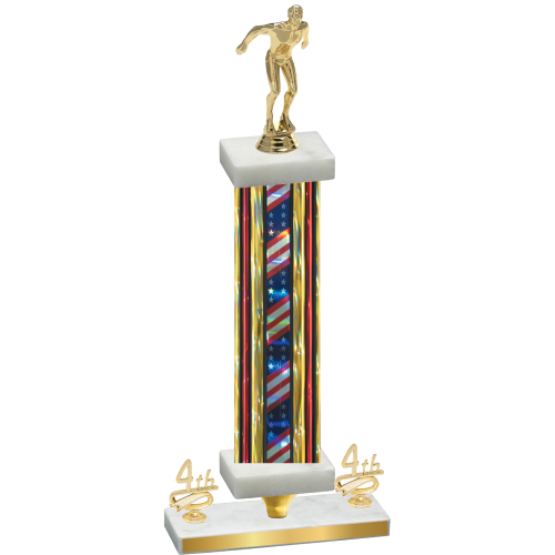 Premium Single Flag USA Fourth Place Swimming Trophy