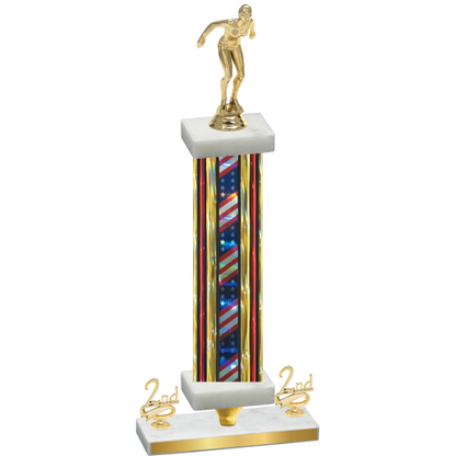 Premium Single Flag USA Second Place Tennis Trophy