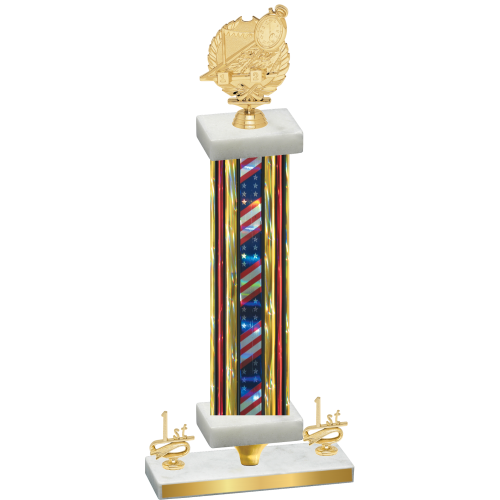 Premium Single Flag USA First Place Swimming Trophy