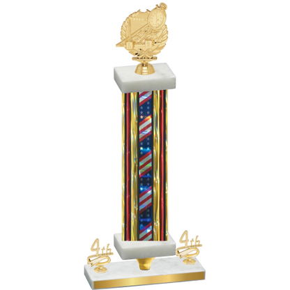 Premium Single Flag USA Fourth Place Swimming Trophy