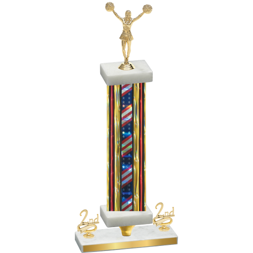 Premium Single Flag USA Second Place Cheerleading Trophy
