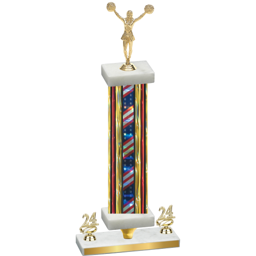 Premium Single Flag USA Year Cheerleading Trophy
