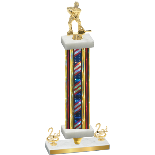 Premium Single Flag USA Second Place Hockey Trophy