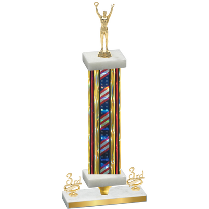 Premium Single Flag USA Third Place Victory Trophy