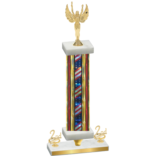 Premium Single Flag USA Second Place Victory Trophy