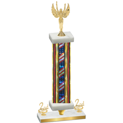 Premium Single Flag USA Second Place Victory Trophy
