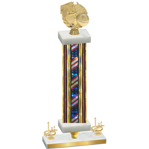 Premium Single Flag USA First Place Basketball Trophy