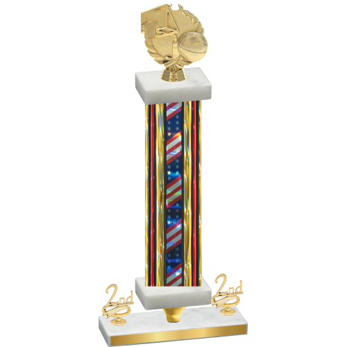 Premium Single Flag USA Second Place Basketball Trophy