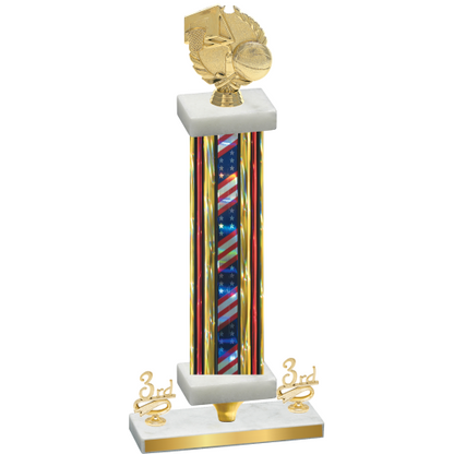 Premium Single Flag USA Third Place Basketball Trophy