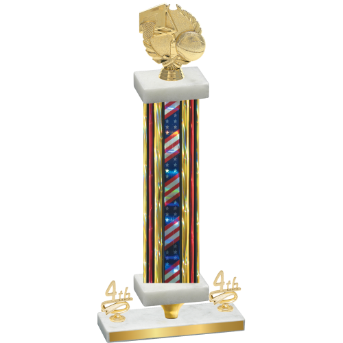 Premium Single Flag USA Fourth Place Basketball Trophy