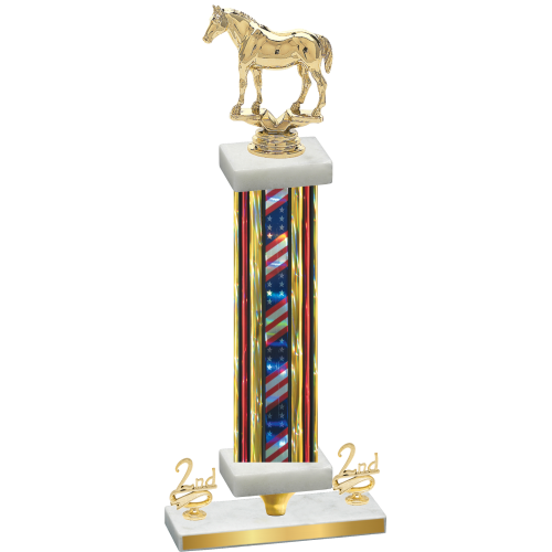 Premium Single Flag USA Second Place Horses Trophy