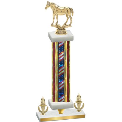 Premium Single Flag USA Victory Horses Trophy