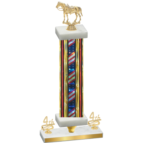 Premium Single Flag USA Fourth Place Horses Trophy