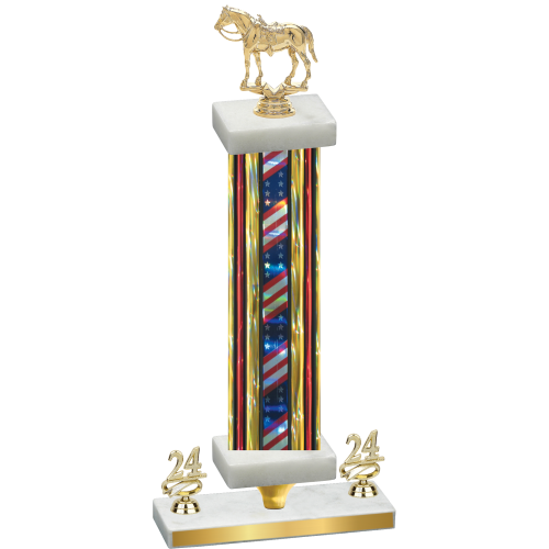 Premium Single Flag USA Year Horses Trophy