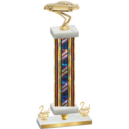 Premium Single Flag USA Second Place Cars Trophy