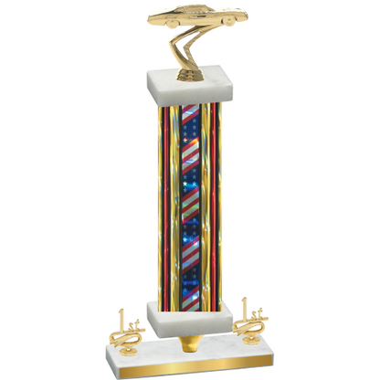 Premium Single Flag USA First Place Cars Trophy