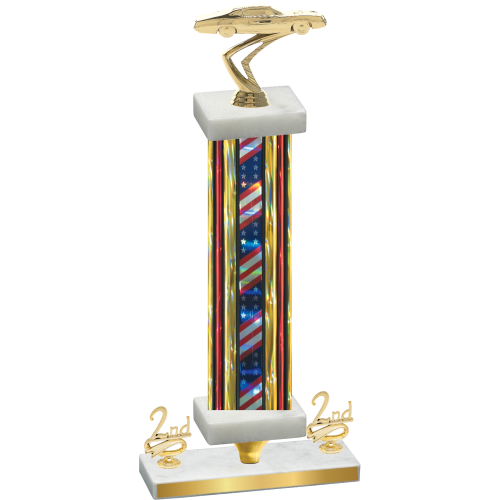 Premium Single Flag USA Second Place Cars Trophy