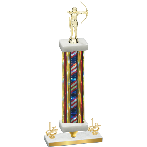 Premium Single Flag USA First Place Archery Trophy