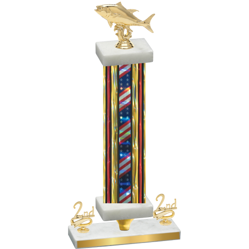Premium Single Flag USA Second Place Fishing Trophy
