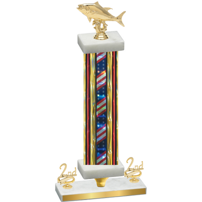 Premium Single Flag USA Second Place Fishing Trophy