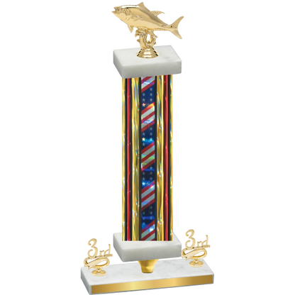Premium Single Flag USA Third Place Fishing Trophy
