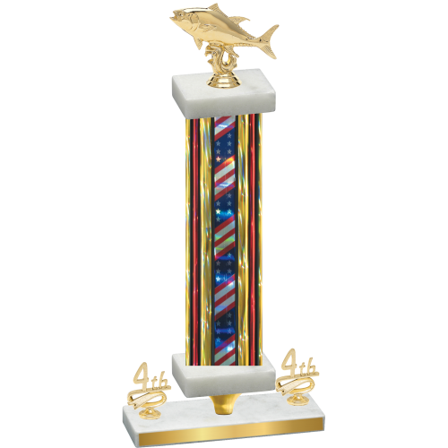Premium Single Flag USA Fourth Place Fishing Trophy