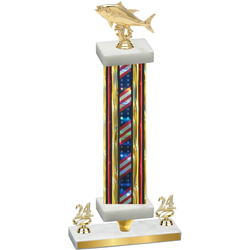 Premium Single Flag USA Year Fishing Trophy