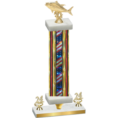 Premium Single Flag USA Year Fishing Trophy